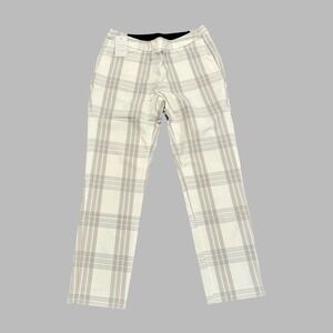 Peter Millar Dynamite Technical Pants Women's Size 10 Ivory Gold Plaid Slim Fit